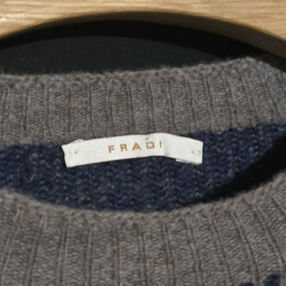 FRADI Made in Italy 100% Virgin Wool Men's Sweater - Blue Gray Striped - Sz M* - Picture 2 of 4